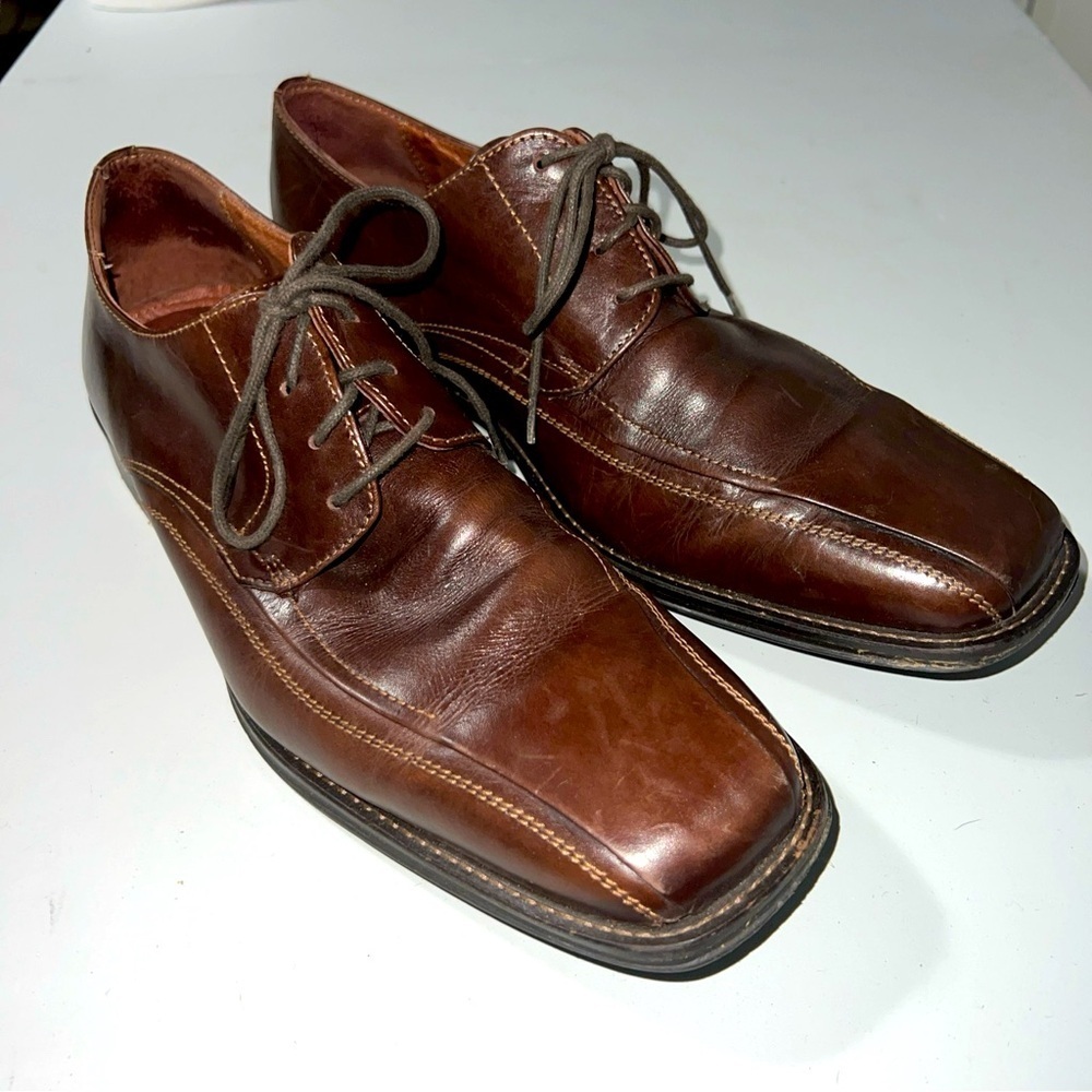 Johnston & Murphy Mens Oxfords Brown Square Toe Dress Shoes 8.5M